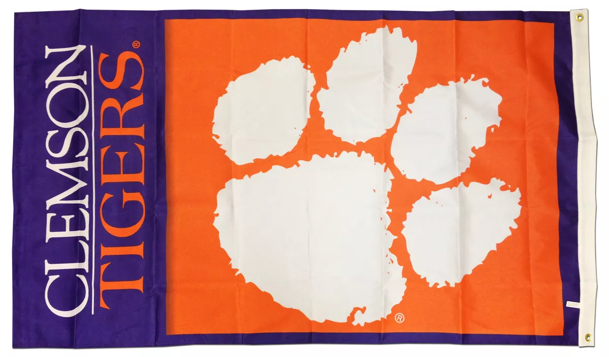 Clemson - 3' x 5' NCAA 2-Sided Polyester Flag - Medium Knit Polyester, 3' x 5', Without Fringe, Grommets, Dyed