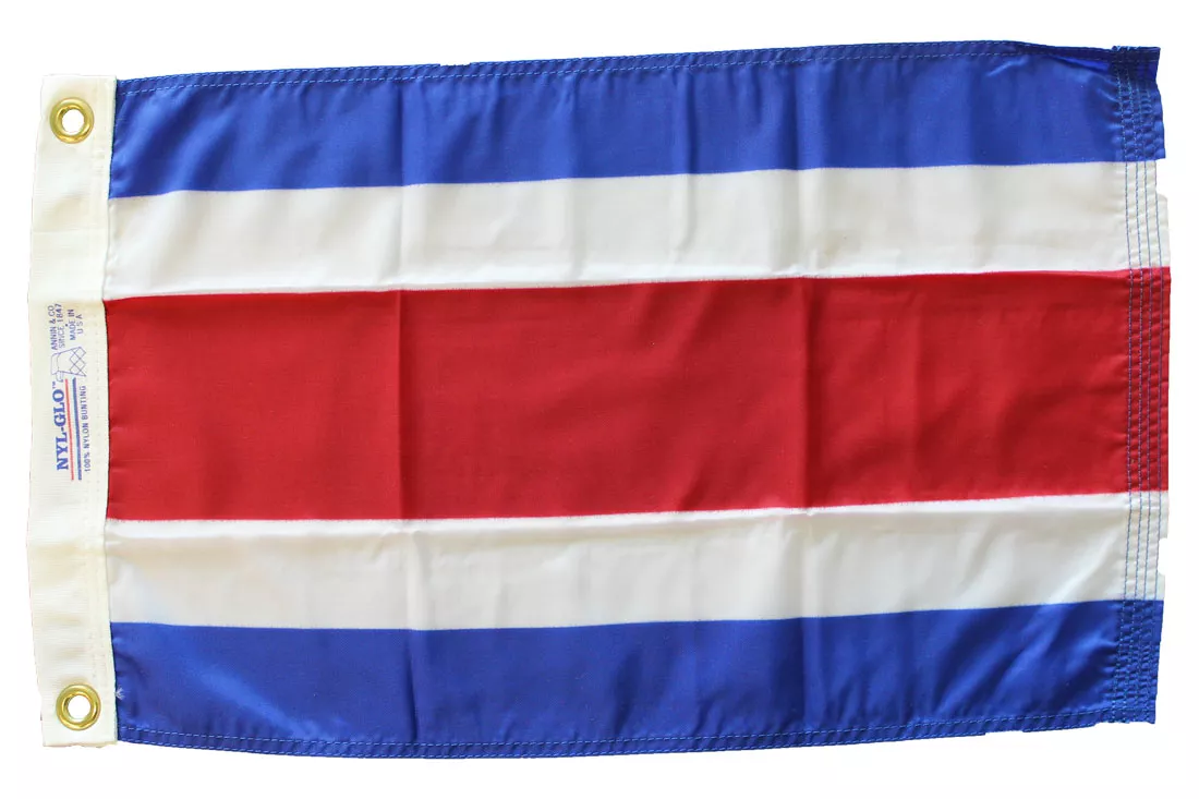 Costa Rica - 12"X18" Nylon Flag (Civil) - Nylon, Without Fringe, Grommets