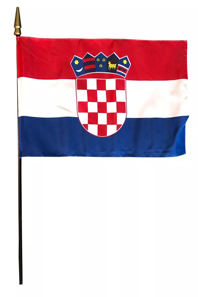 Croatia - 8"X12" Stick Flag - 8" x 12", Without Fringe