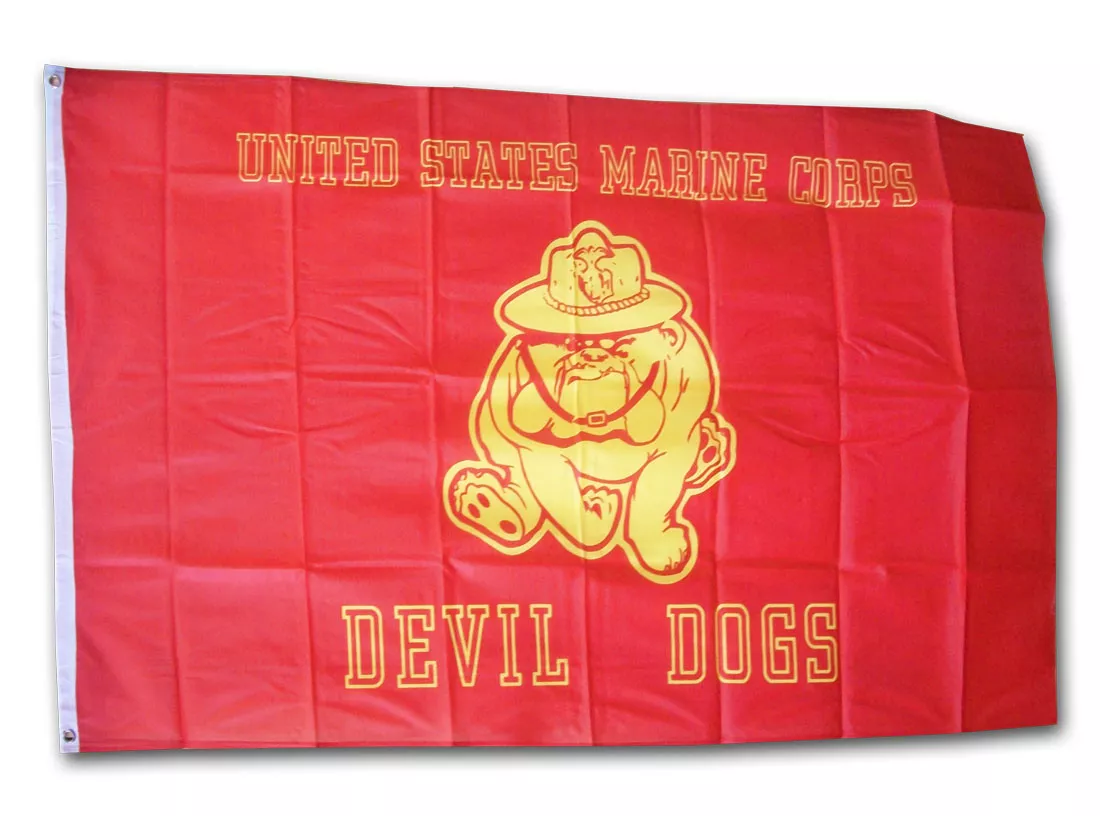 Devil Dogs - 3'X5' Polyester Flag - Lightweight Polyester, 3' x 5', Without Fringe, Grommets