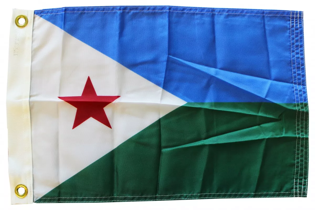 Djibouti - 12"X18" Nylon Flag - Nylon, Without Fringe, Grommets