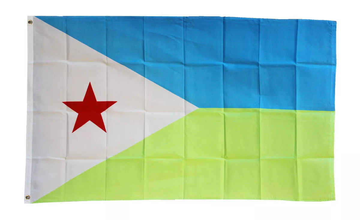 Djibouti - 3'X5' Polyester Flag - Lightweight Polyester, 3' x 5', Without Fringe, Grommets
