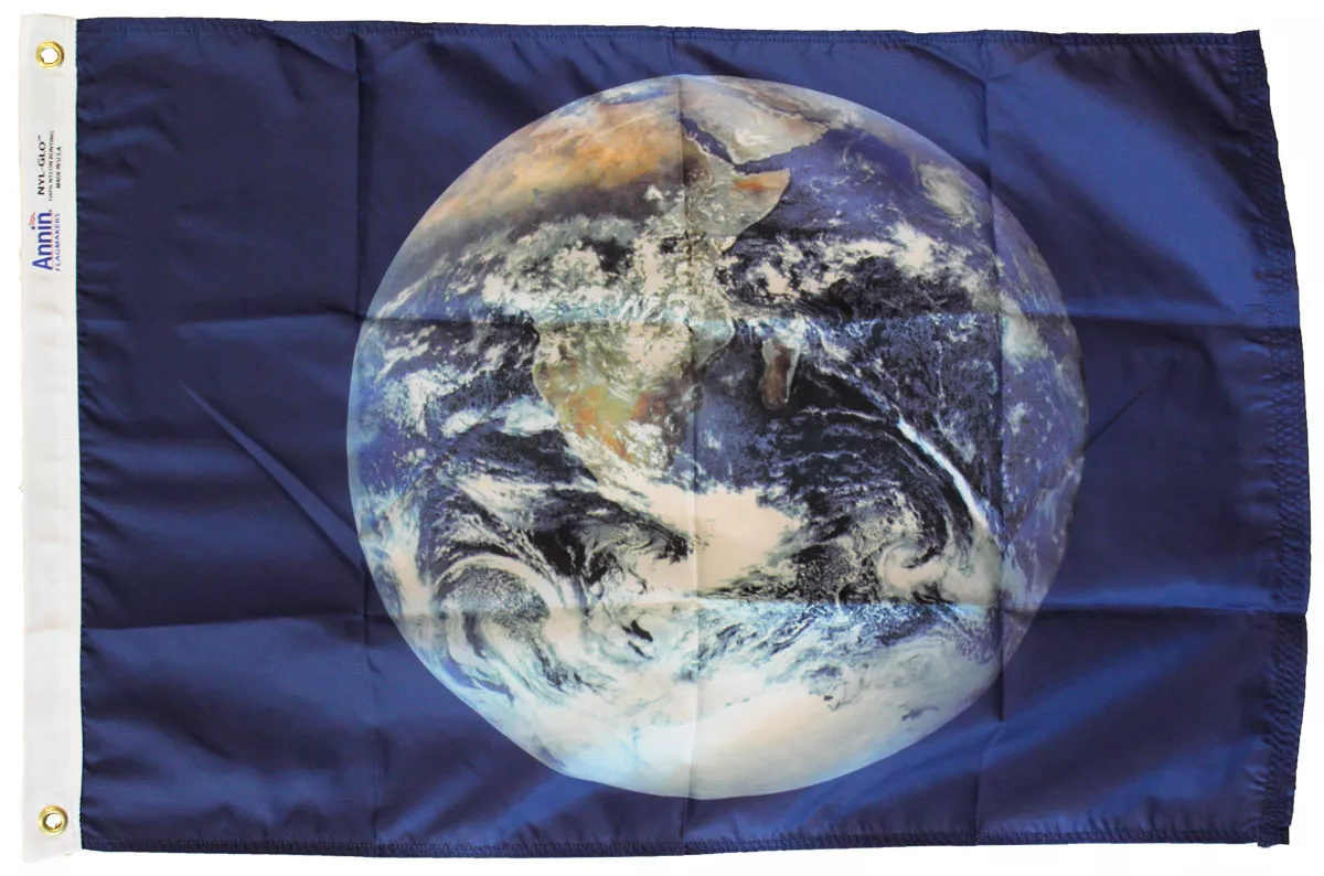 Earth - 2'X3' Nylon Flag - Nylon, Without Fringe, Grommets