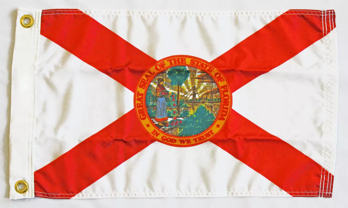 Florida - 12"X18" Nylon Flag - Nylon, Without Fringe, Grommets, Dyed