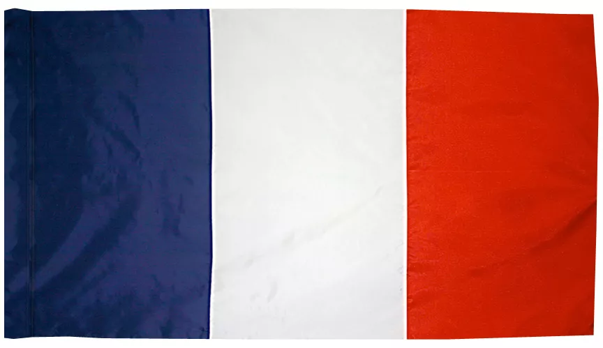 France - 3'X5' Nylon Flag (Pole Hem) - Nylon, 3' x 5', Without Fringe, Pole Hem