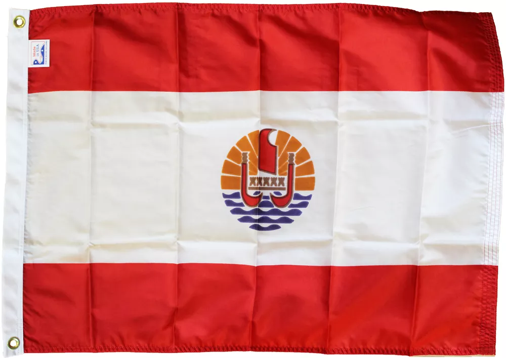 French Polynesia - 2'X3' Nylon Flag - Nylon, Without Fringe, Grommets