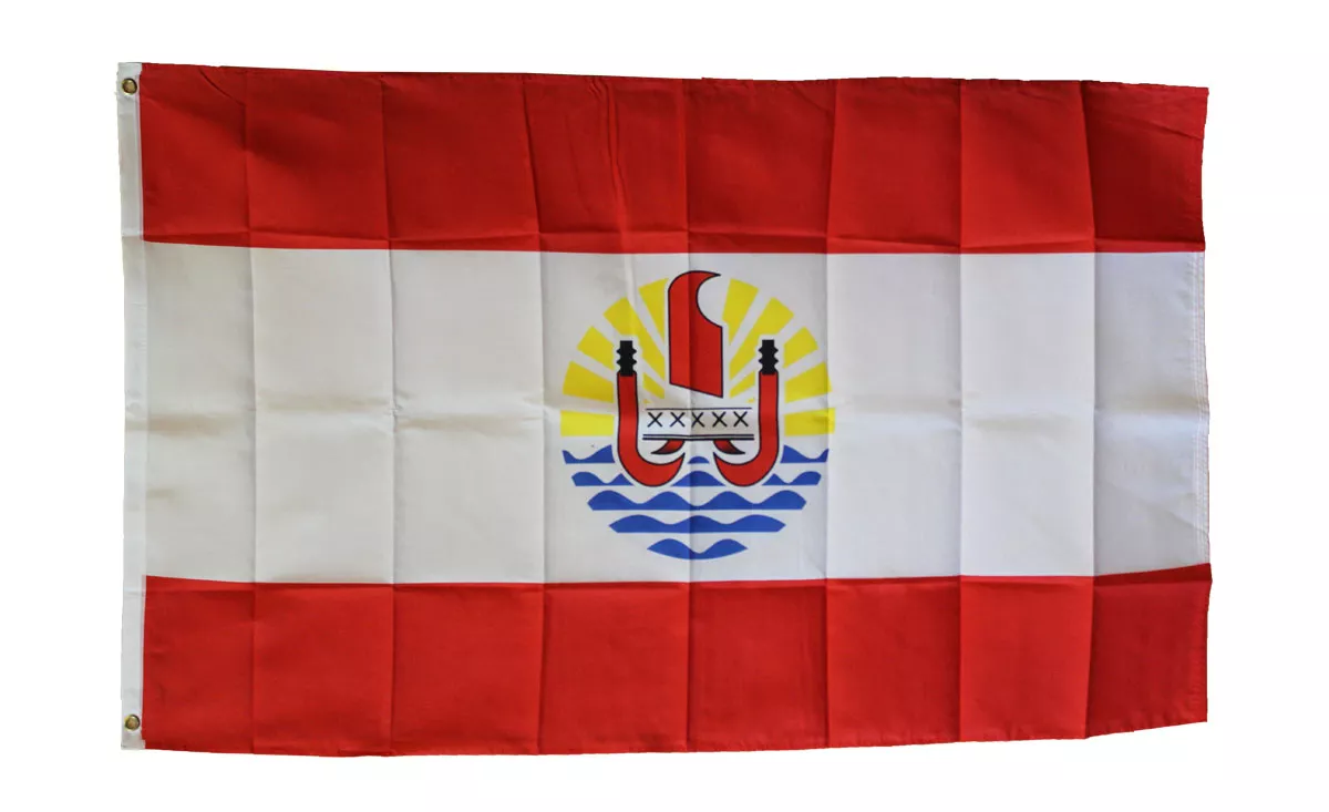 French Polynesia - 3'X5' Polyester Flag - Lightweight Polyester, 3' x 5', Without Fringe, Grommets