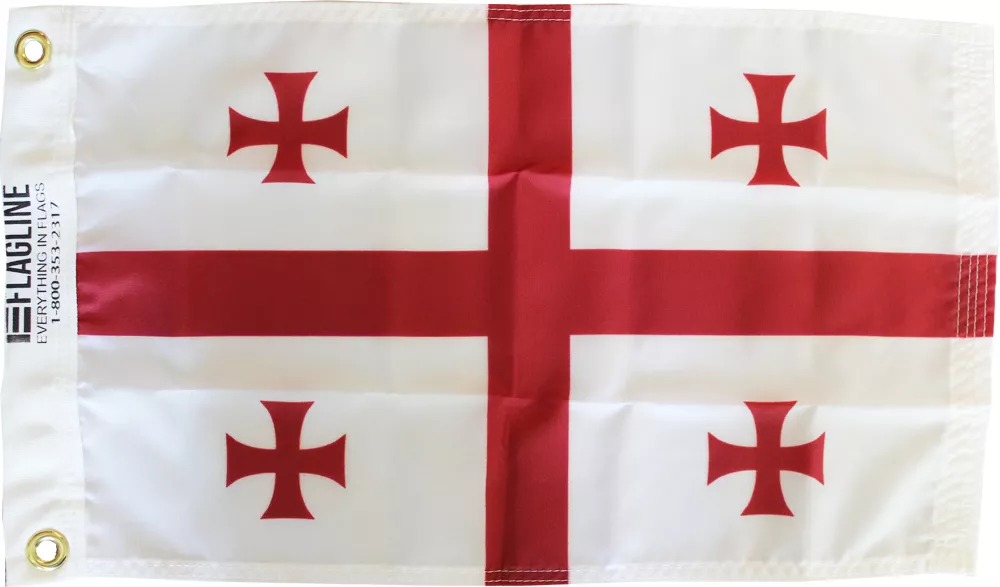 Republic of Georgia - 12" x 18" Nylon Flag - Nylon, Without Fringe, Grommets, Dyed