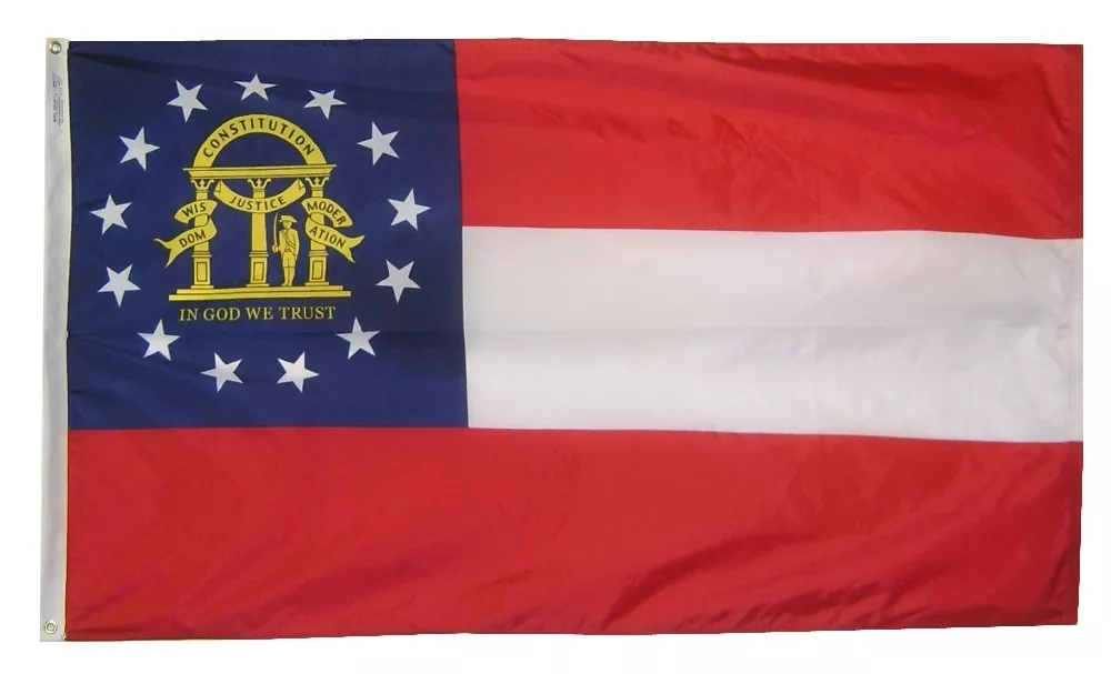 Georgia - 4'X6' Nylon Flag - Nylon, Without Fringe, Grommets, Dyed