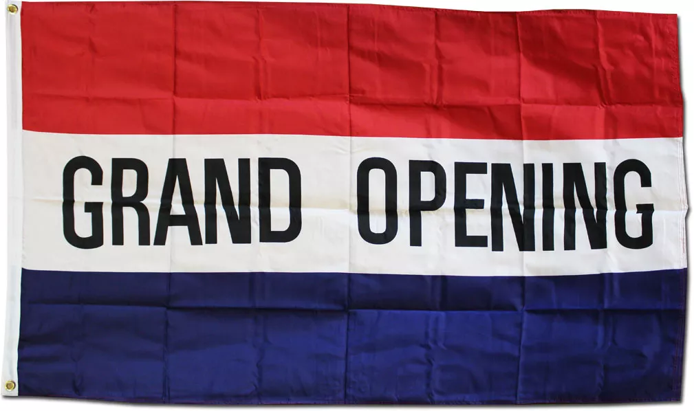 Grand Opening - 3'X5' Polyester Flag - Lightweight Polyester, 3' x 5', Without Fringe