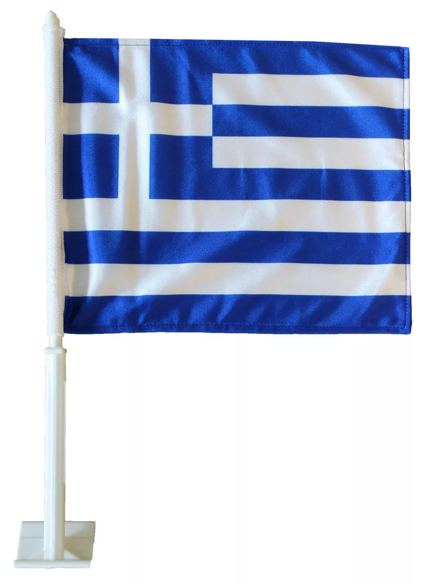 Greece Car Flag - 11" x 14", Without Fringe
