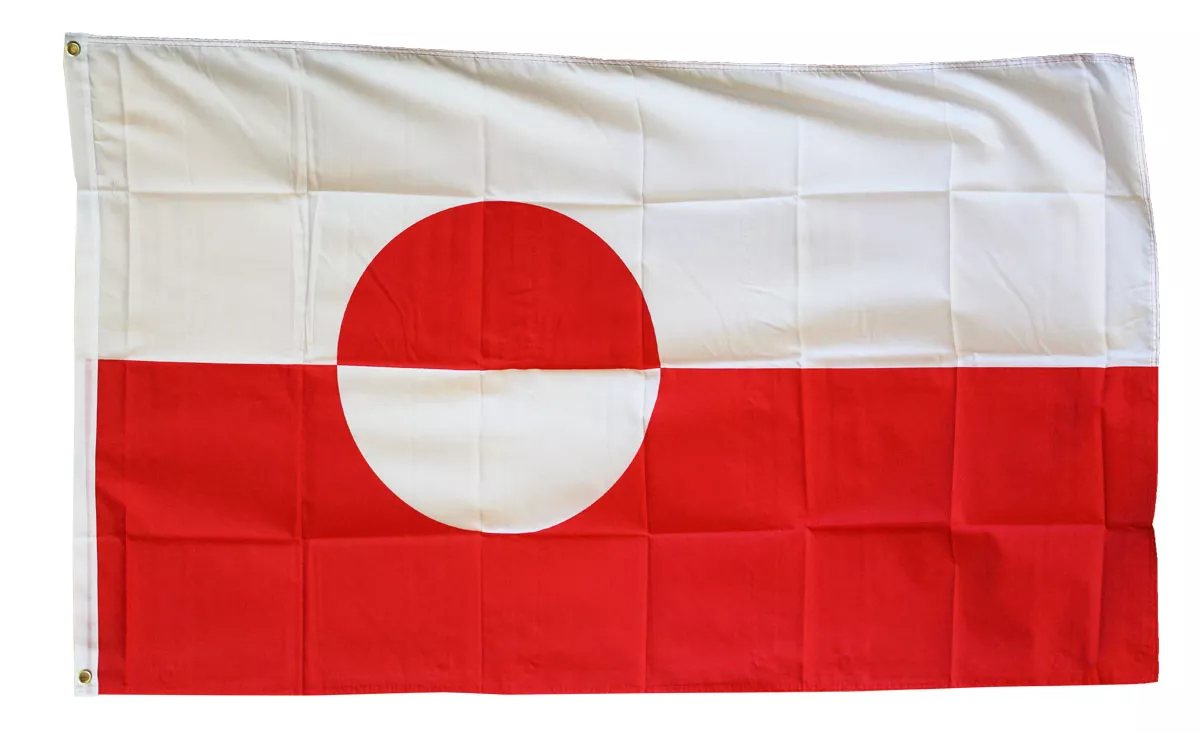 Greenland - 3'X5' Polyester Flag - Lightweight Polyester, 3' x 5', Without Fringe, Grommets