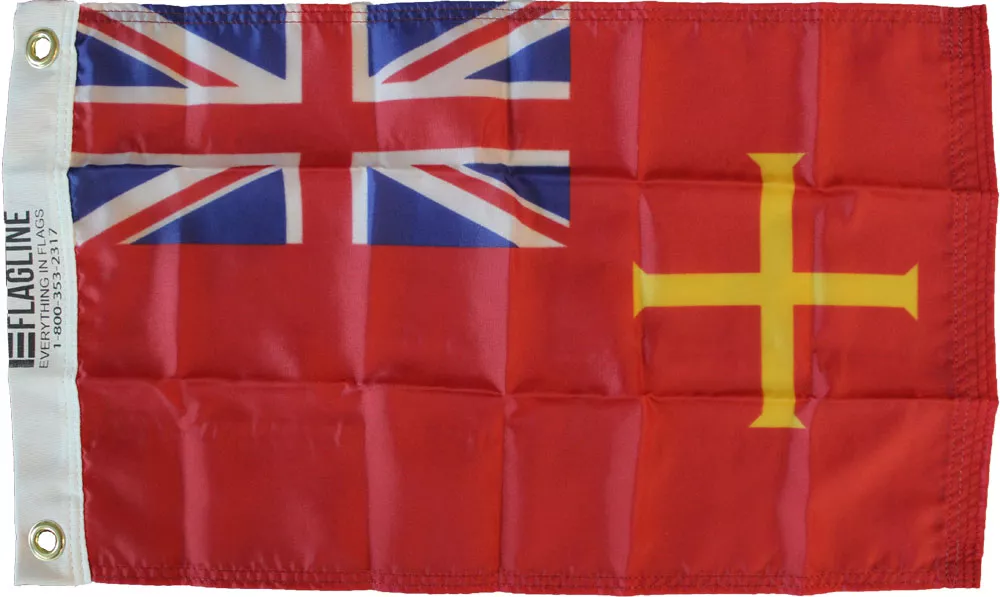 Guernsey - 12"X18" Nylon Flag (Red Ensign) - Nylon, Without Fringe, Grommets