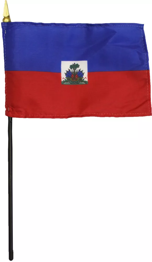 Haiti - 4"X6" Stick Flag - 4" x 6", Without Fringe