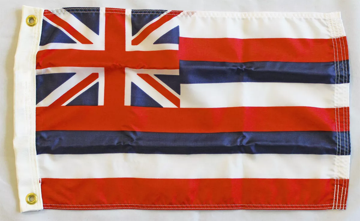Hawaii - 12"X18" Nylon Flag - Nylon, Without Fringe, Grommets, Dyed