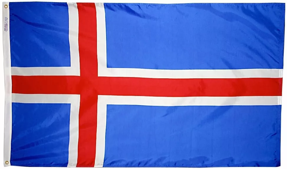 Iceland - 2'X3' Nylon Flag - Nylon, Without Fringe, Grommets