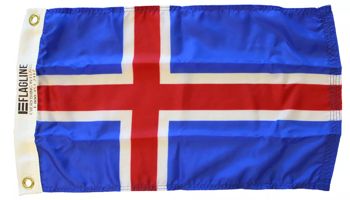 Iceland - 12"X18" Nylon Flag - Nylon, Without Fringe, Grommets