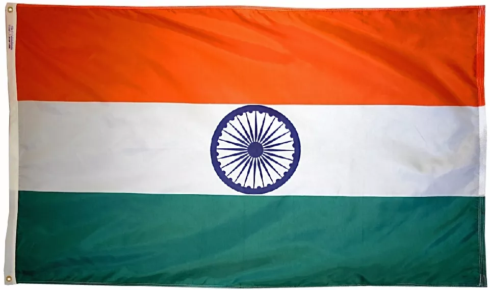 India - 2'X3' Nylon Flag - Nylon, Without Fringe, Grommets