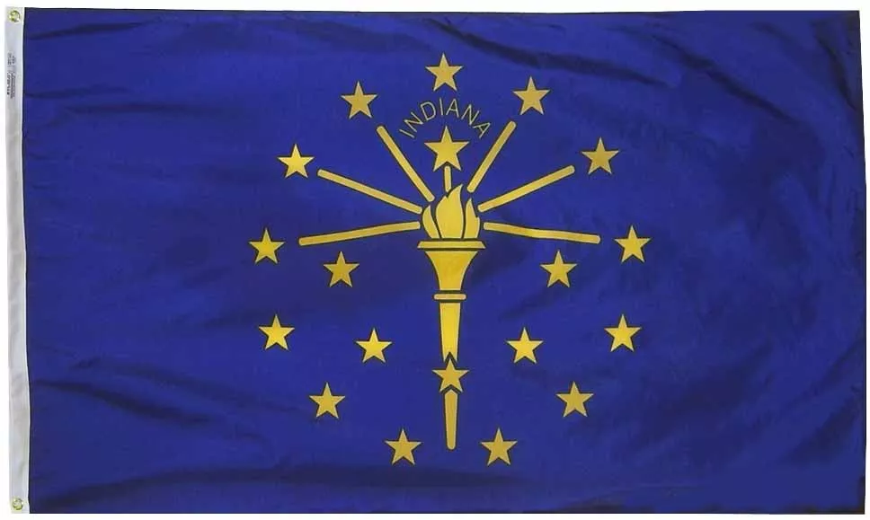 Indiana - 5'X8' Nylon Flag - Nylon, Without Fringe, Grommets, Dyed