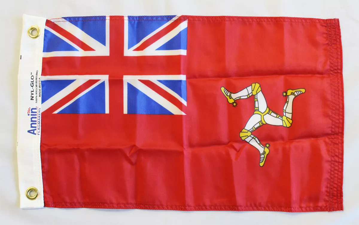 Isle of Man - 12"X18" Nylon Flag (Red Ensign) - Nylon, Without Fringe, Grommets