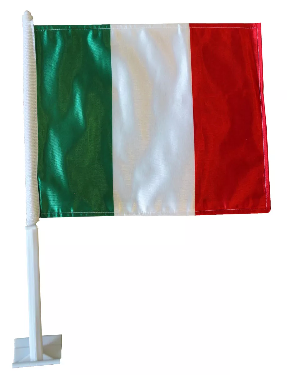Italy Car Flag - 11" x 14", Without Fringe