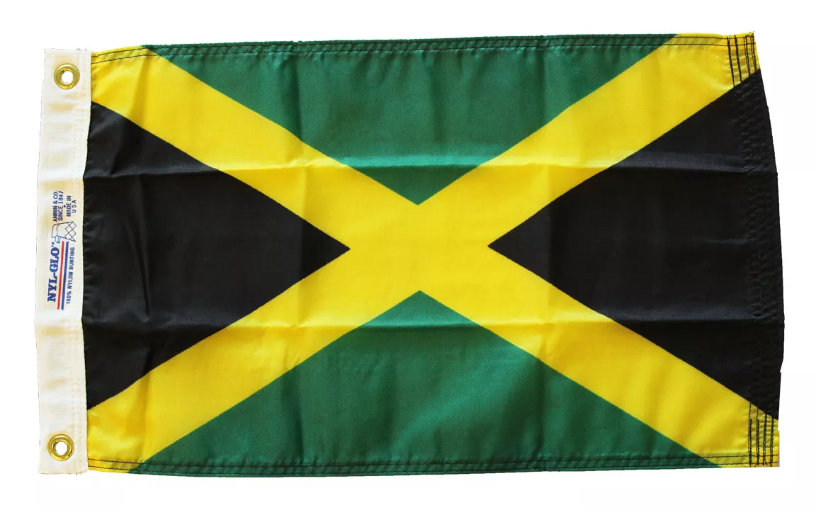 Jamaica - 12"X18" Nylon Flag - Nylon, Without Fringe, Grommets