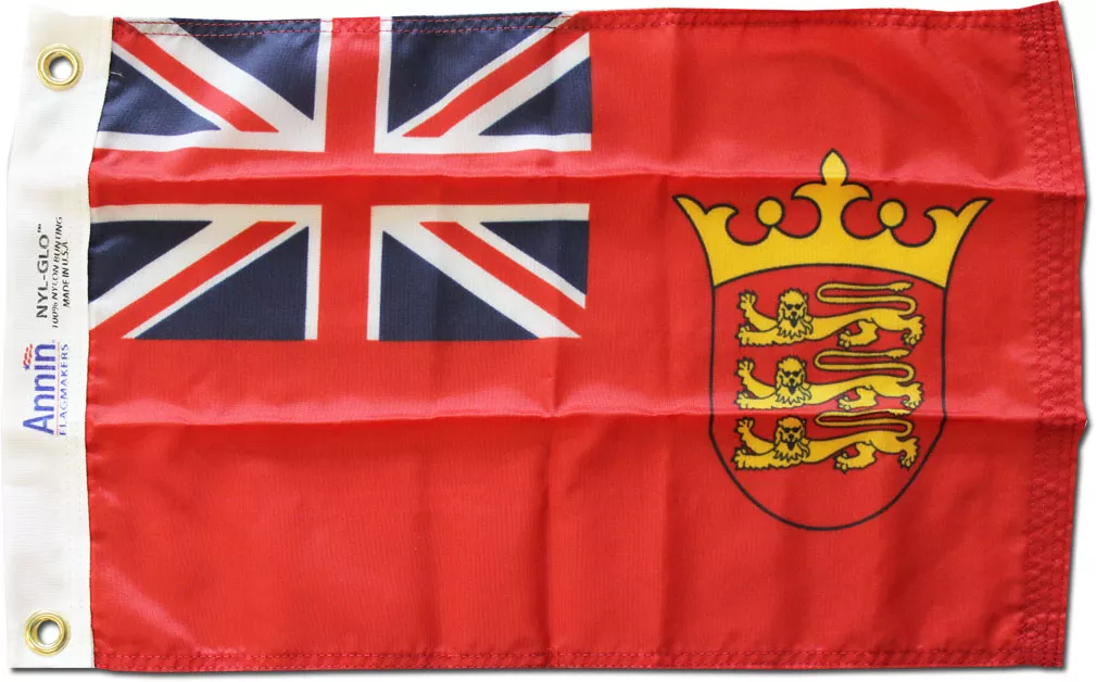 Jersey - 12"X18" Nylon Flag (Red Ensign) - Nylon, Without Fringe, Grommets