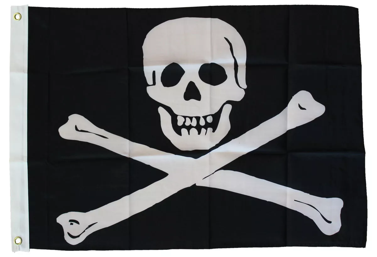 Jolly Roger - 3'X5' Nylon Flag - Nylon, 3' x 5', Without Fringe, Grommets