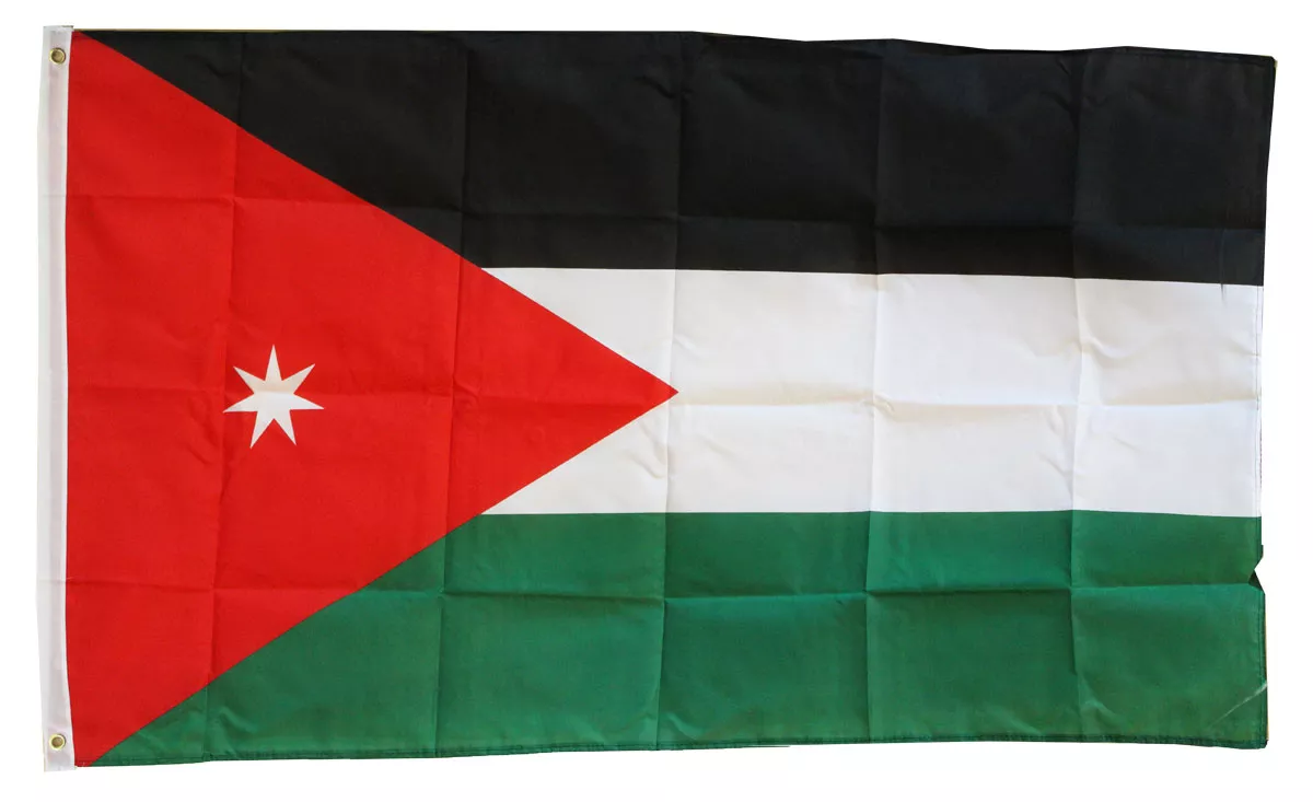 Jordan - 3'X5' Polyester Flag - Lightweight Polyester, 3' x 5', Without Fringe, Grommets