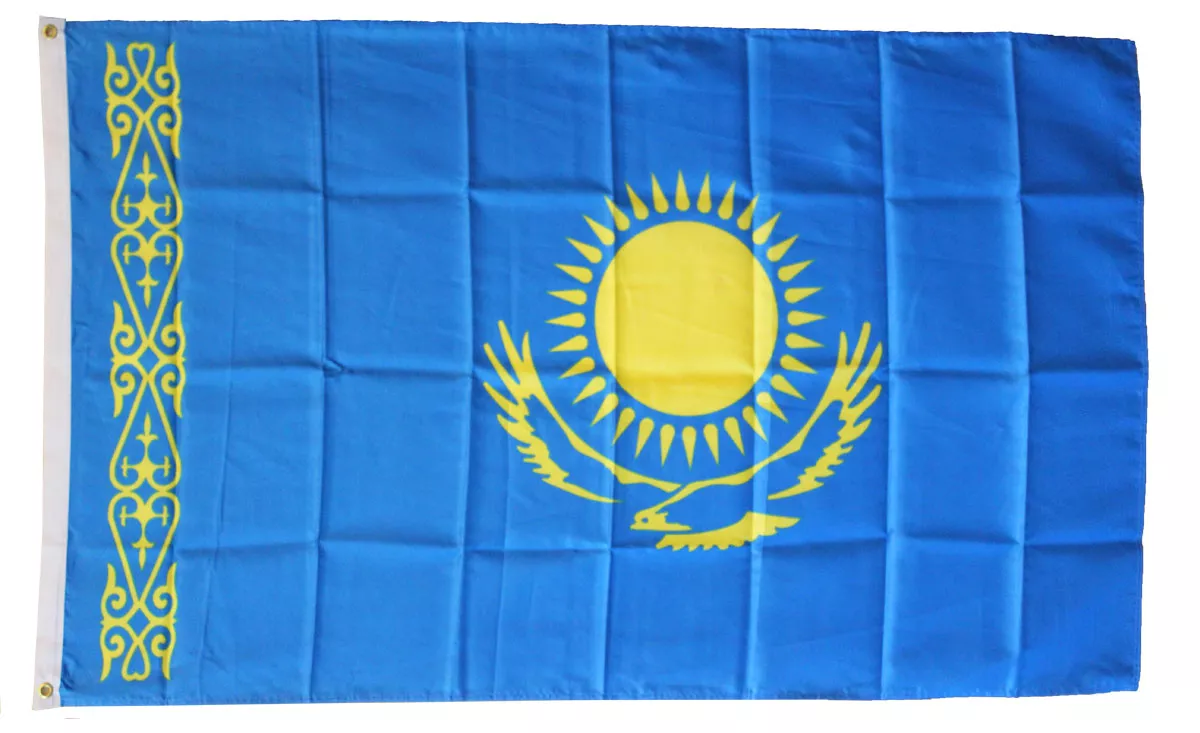 Kazakhstan - 3'X5' Polyester Flag - Lightweight Polyester, 3' x 5', Without Fringe, Grommets