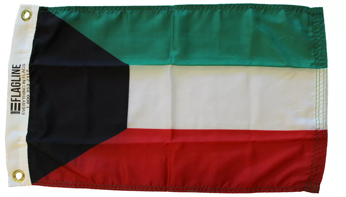 Kuwait - 12"X18" Nylon Flag - Nylon, Without Fringe, Grommets