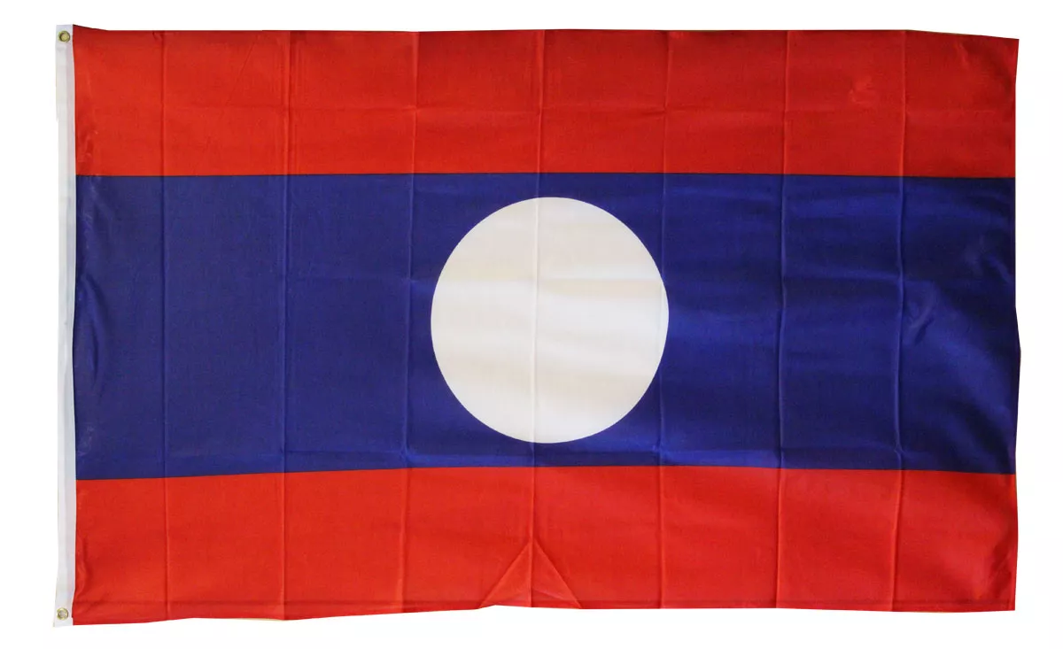 Laos - 3'X5' Polyester Flag - Lightweight Polyester, 3' x 5', Without Fringe, Grommets