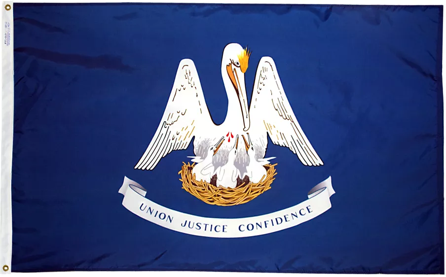 Louisiana - 6'X10' Nylon Flag - Nylon, 6' x 10', Without Fringe, Grommets, Dyed