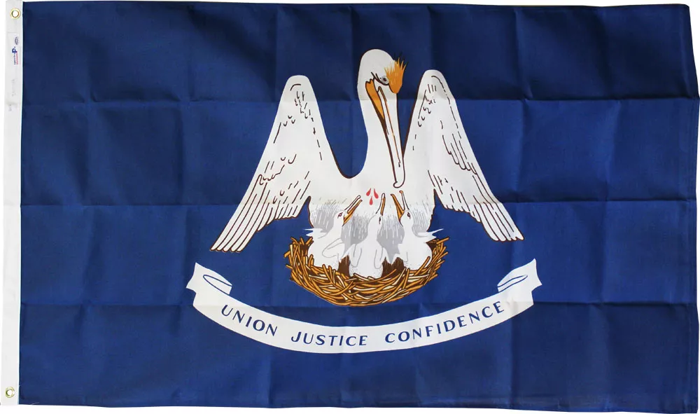 Louisiana - 3'X5' Heavy Duty 2-Ply Polyester Flag - Heavy Duty 2-Ply Polyester, 3' x 5', Without Fringe, Grommets, Dyed, Dyed