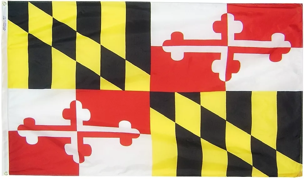 Maryland - 2'X3' Nylon Flag - Nylon, Without Fringe, Grommets, Dyed