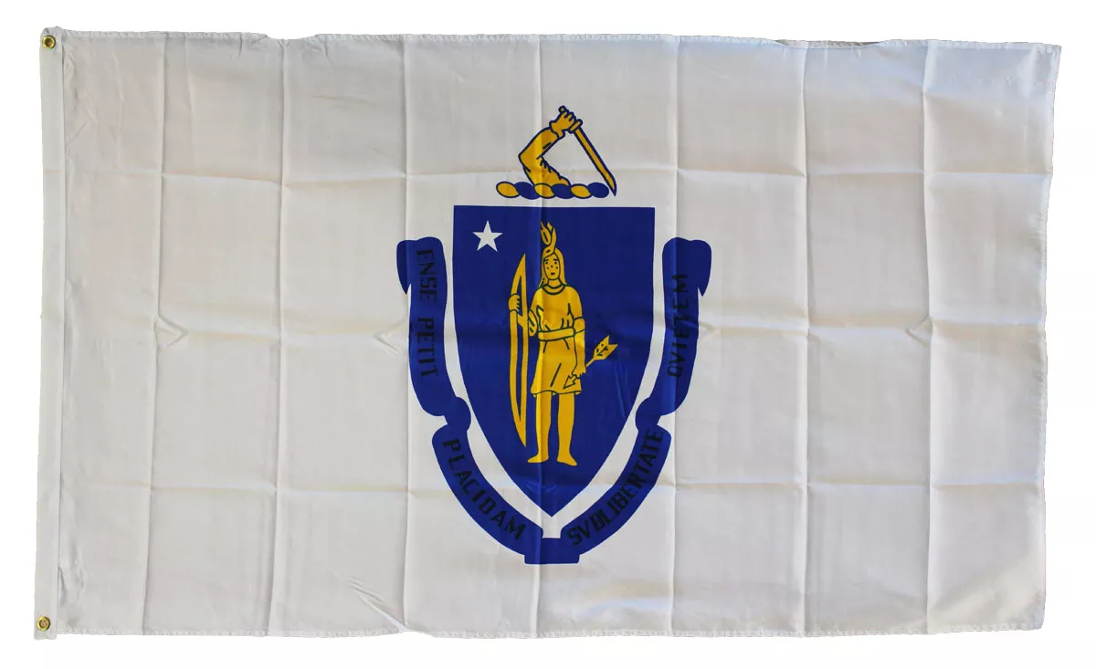 Massachusetts - 3'X5' Polyester Flag - Lightweight Polyester, 3' x 5', Without Fringe