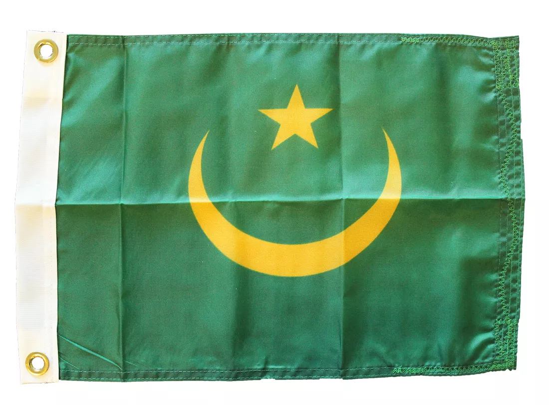 Mauritania - 12"X18" Nylon Flag (1959-2017) - Nylon, Without Fringe, Grommets