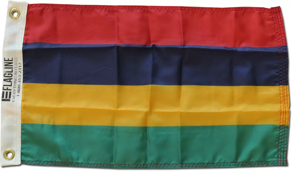 Mauritius - 12"X18" Nylon Flag - Nylon, Without Fringe, Grommets