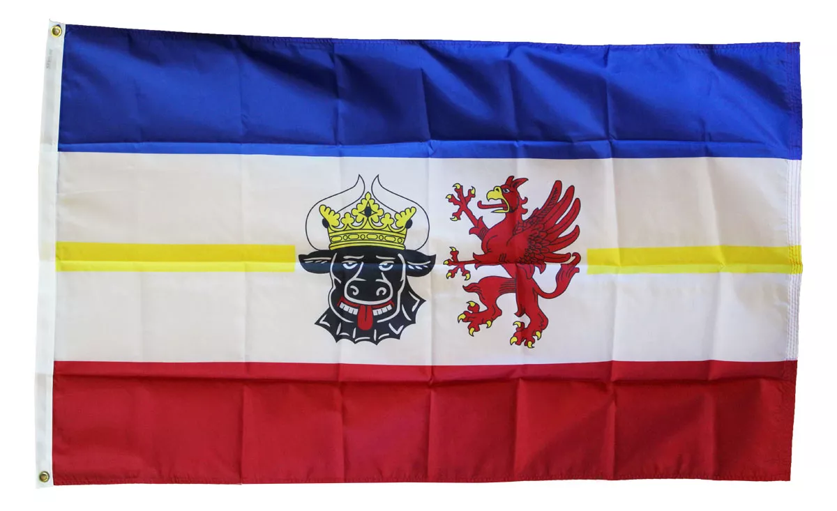 Mecklenburg-Pomerania - 3'X5' Nylon Flag - Nylon, 3' x 5', Without Fringe, Grommets, Dyed