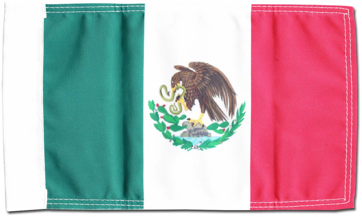 Mexico - 5.5" x 8.5" Motorcycle Flag  - 5.5" x 8.5", Without Fringe, Pole Hem
