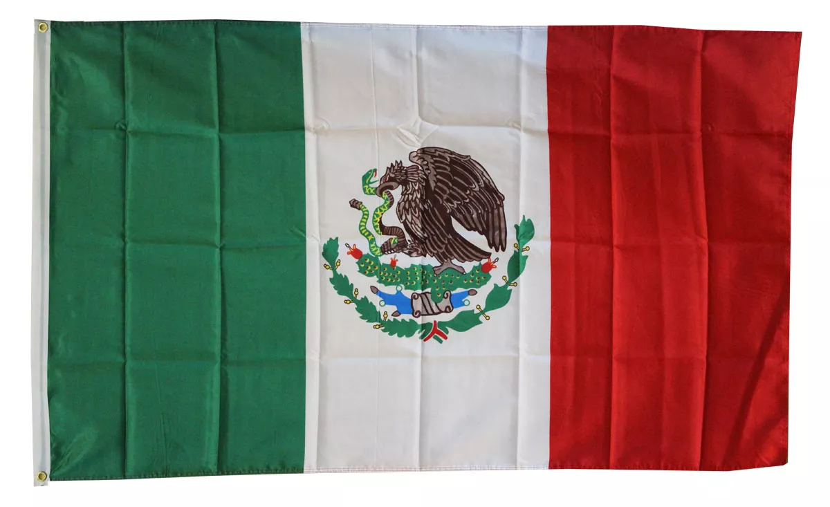 Mexico - 3'X5' Polyester Flag - Lightweight Polyester, 3' x 5', Without Fringe, Grommets