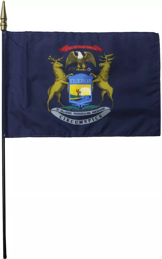 Michigan - 8"X12" Stick Flag - 8" x 12", Without Fringe