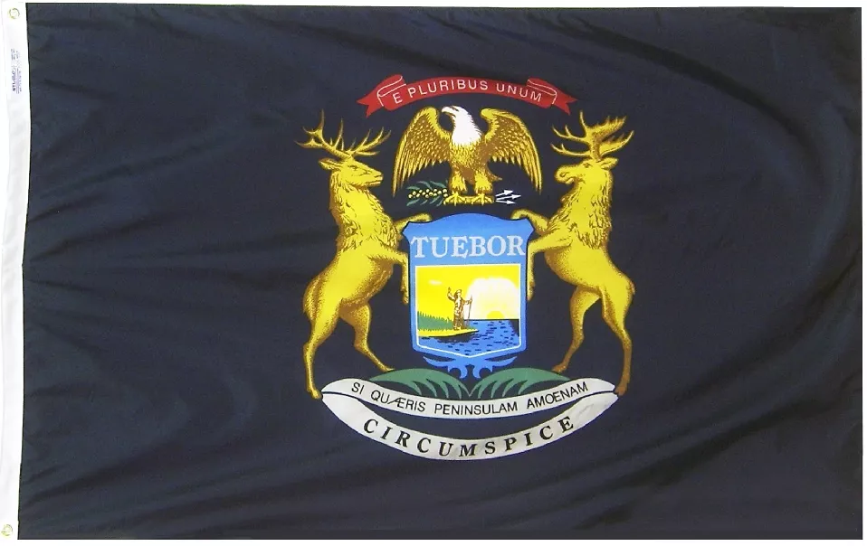 Michigan - 3'X5' Nylon Flag - Nylon, 3' x 5', Without Fringe, Grommets, Dyed