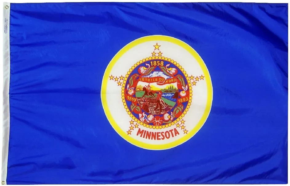 Minnesota (1983-2024) - 2'X3' Nylon Flag - Nylon, Without Fringe, Grommets, Dyed