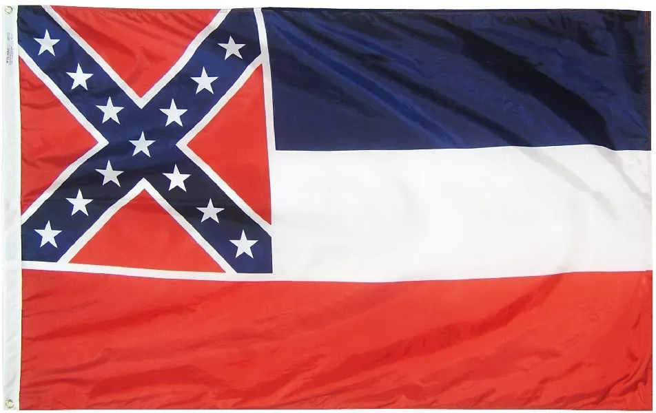 Mississippi - 4'X6' Nylon Flag (1894-2020) - Nylon, Without Fringe, Grommets, Dyed