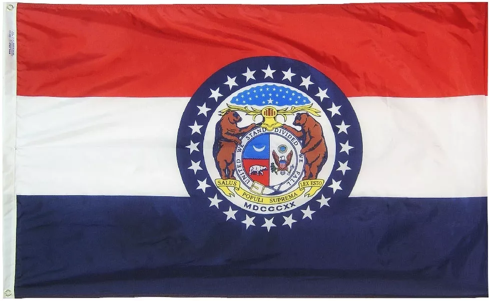 Missouri - 3'X5' Nylon Flag - Nylon, 3' x 5', Without Fringe, Grommets, Dyed