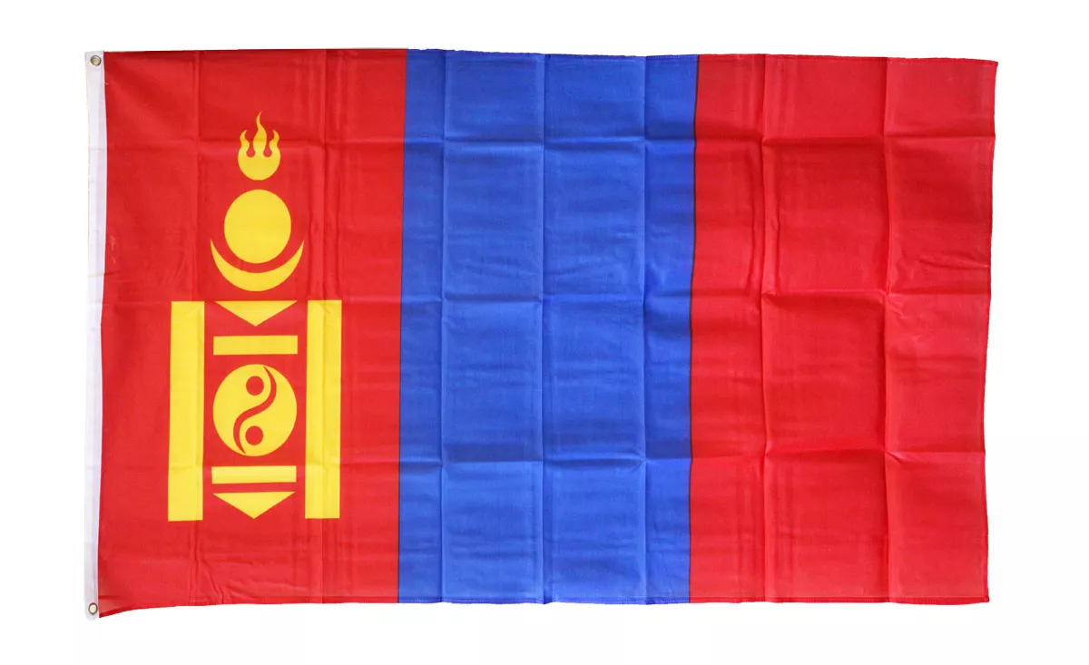 Mongolia - 3'X5' Polyester Flag - Lightweight Polyester, 3' x 5', Without Fringe, Grommets