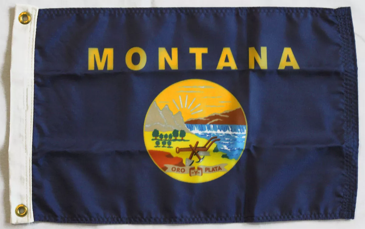 Montana - 12"X18" Nylon Flag - Nylon, Without Fringe, Grommets, Dyed