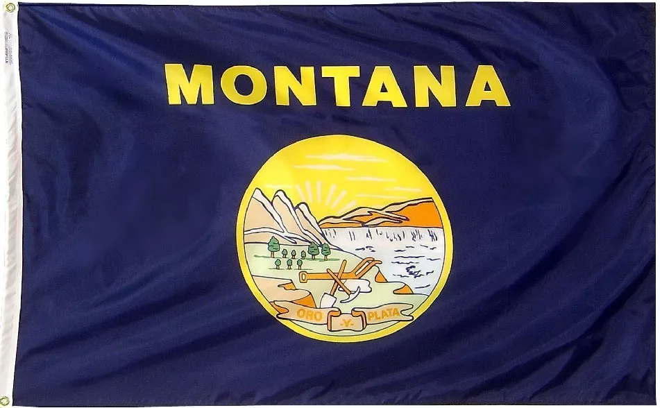 Montana - 5'X8' Nylon Flag - Nylon, Without Fringe, Grommets, Dyed