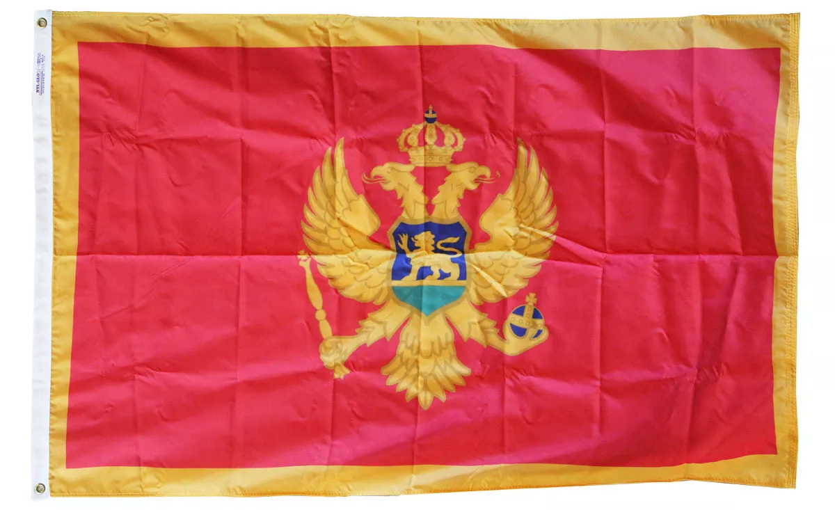 Montenegro - 5'X8' Nylon Flag - Nylon, Without Fringe, Grommets